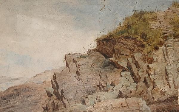 Study Of A Cliff Oil Painting by Charles Napier Hemy