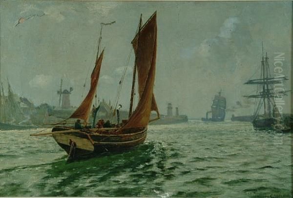 Leaving Harbour Oil Painting by Charles Napier Hemy