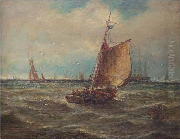 A Windy Day Oil Painting by Charles Napier Hemy