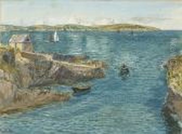 Entrance To Falmouth Harbour 
From Pendennis (crab Quay; Black Rock; St. Anthony's Light; St. Mawes) Oil Painting by Charles Napier Hemy