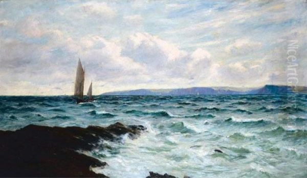 Cornish Coastal Scene Oil Painting by Charles Napier Hemy