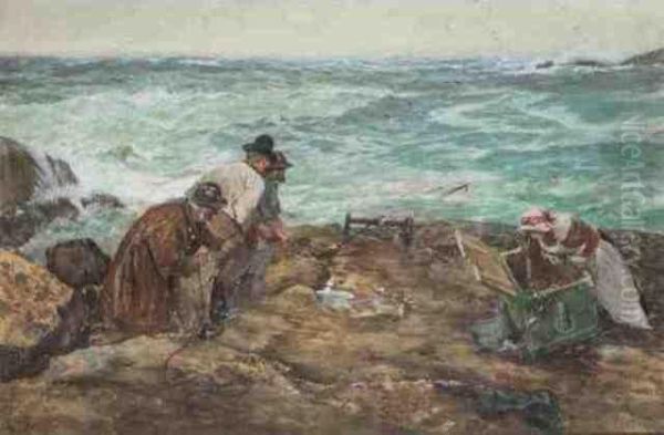 After A Gale Oil Painting by Charles Napier Hemy