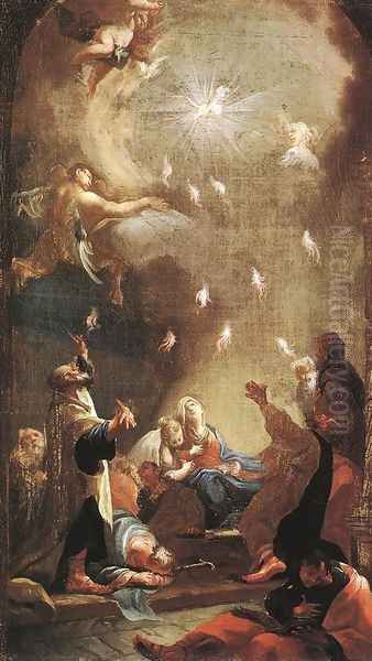 Pentecost 1750s Oil Painting by Joseph Ignaz Mildorfer