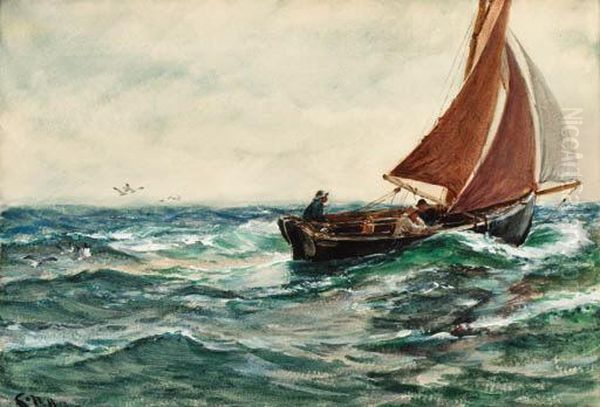 After A Gale Oil Painting by Charles Napier Hemy