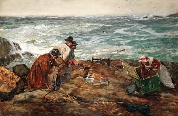 After A Gale Oil Painting by Charles Napier Hemy