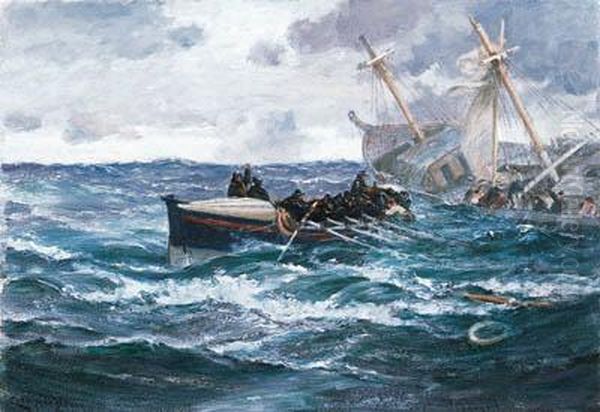 The Rescue Oil Painting by Charles Napier Hemy