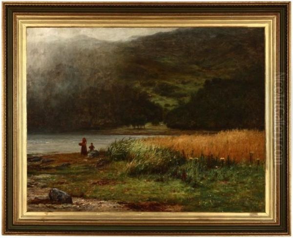 Figures Near A River In The Highlands Oil Painting by Joseph Henderson