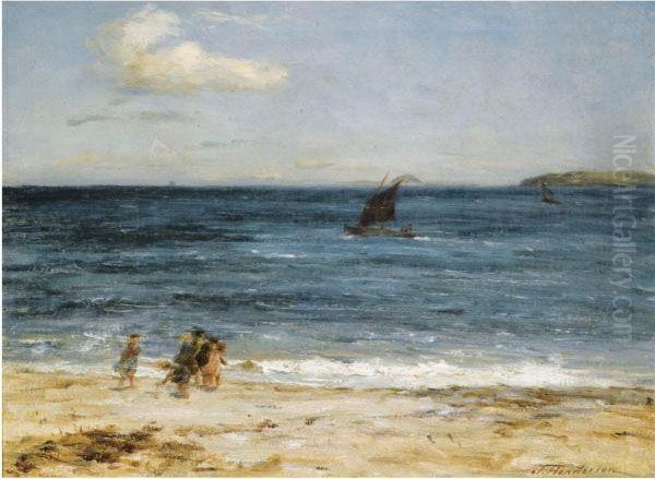 Beach Scene Oil Painting by Joseph Henderson