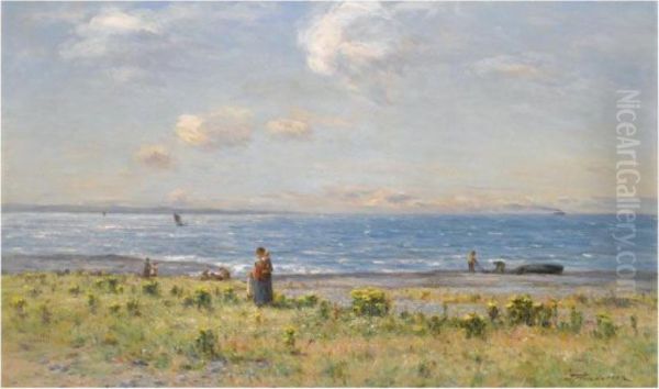 Fisherfolk On The West Coast Oil Painting by Joseph Henderson