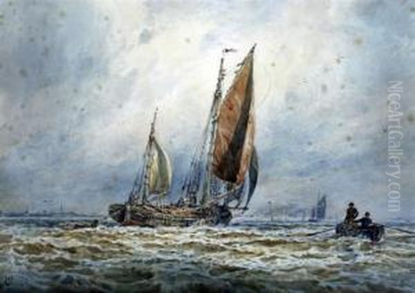 Sail Barge Off The Dutch Coast Oil Painting by Joseph Henderson