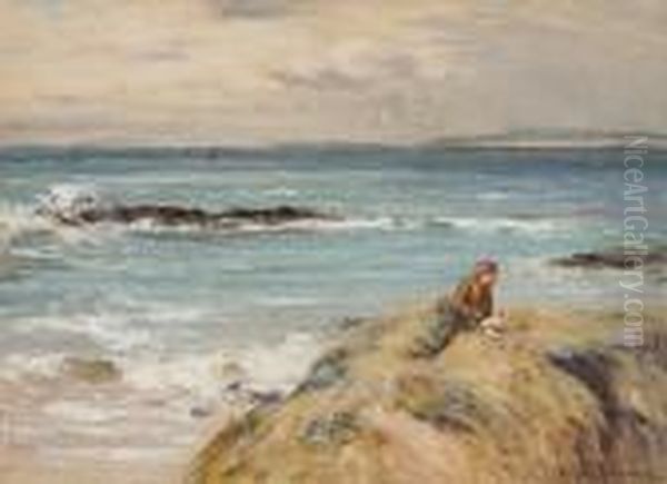 A Boy And His Dog On The Shore Oil Painting by Joseph Henderson