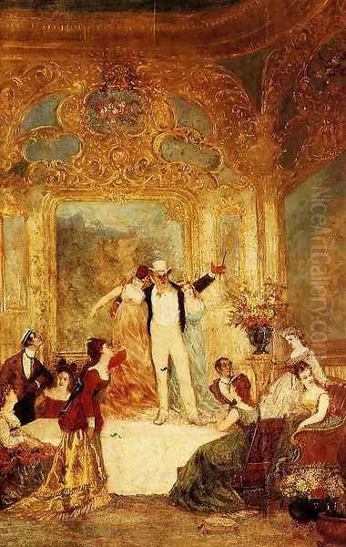 Une Soiree Chez La Paiva Oil Painting by Adolphe Monticelli