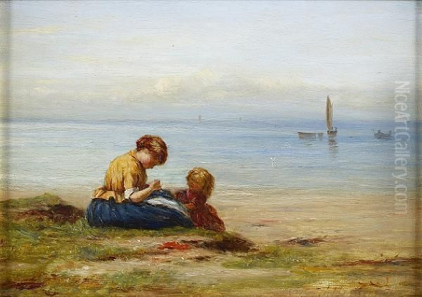 Mother And Child On The Shore Oil Painting by Joseph Henderson