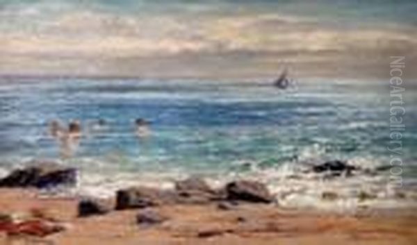 Boys Bathing In The Sea Oil Painting by Joseph Henderson