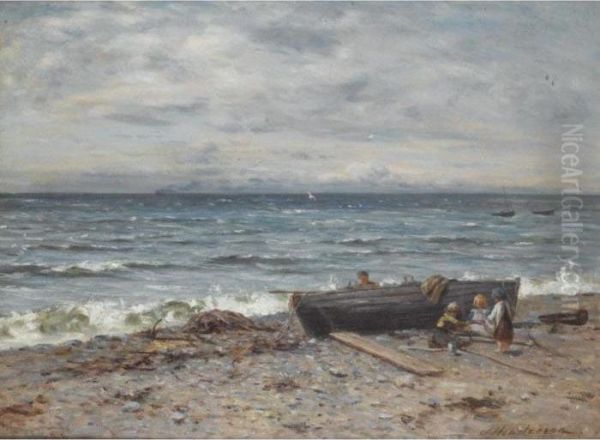 At Play On The Shore Oil Painting by Joseph Henderson