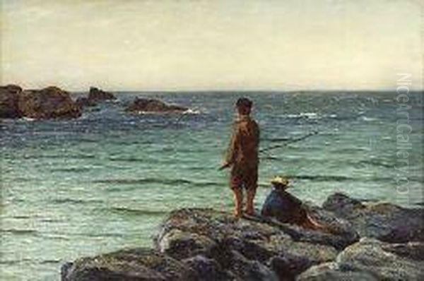 Fishing By The Sea Oil Painting by Joseph Henderson