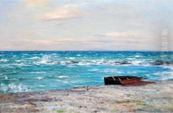 Rough Seas Off The Ayrshire Coast Oil Painting by Joseph Henderson