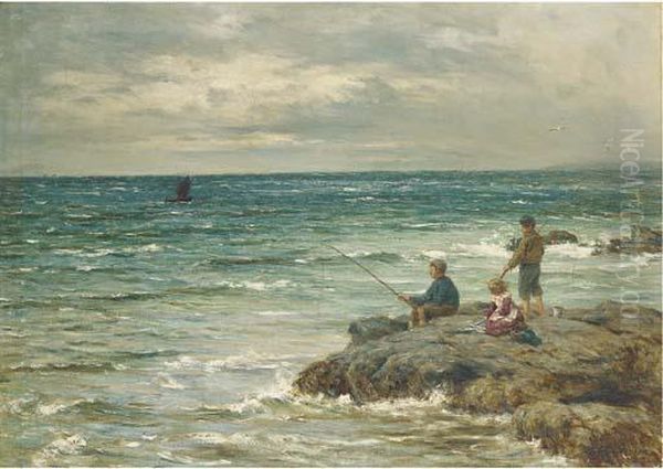 Fishing From The Rocks Oil Painting by Joseph Henderson