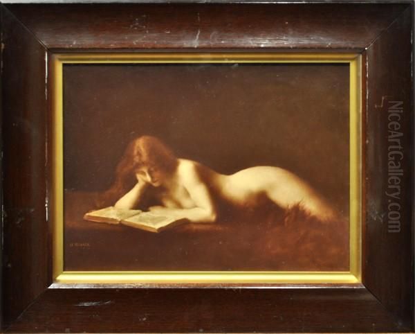 La Femme Qui Lit Oil Painting by Jean-Jacques Henner