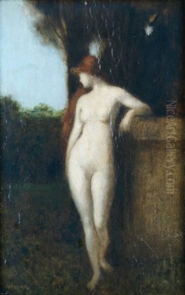 Nu Debout Accoude A La Rambarde Oil Painting by Jean-Jacques Henner