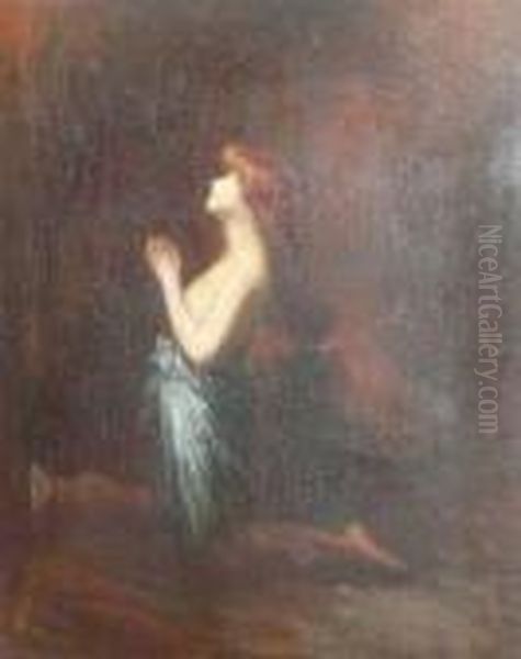 Jeune Fille En Priere. Oil Painting by Jean-Jacques Henner