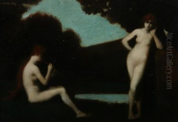 Les Baigneuses Oil Painting by Jean-Jacques Henner