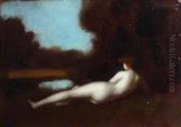 Jeune Femme Allongee Oil Painting by Jean-Jacques Henner