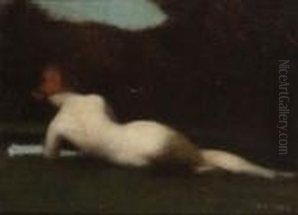 Nu Allonge Dans Un Paysage Oil Painting by Jean-Jacques Henner