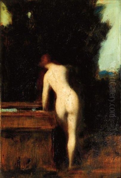 Femme A Sa Toilette De Dos Oil Painting by Jean-Jacques Henner