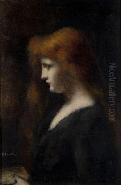 Meditation Oil Painting by Jean-Jacques Henner