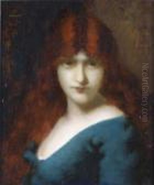 Portrait De Jeune Fille Rousse Oil Painting by Jean-Jacques Henner