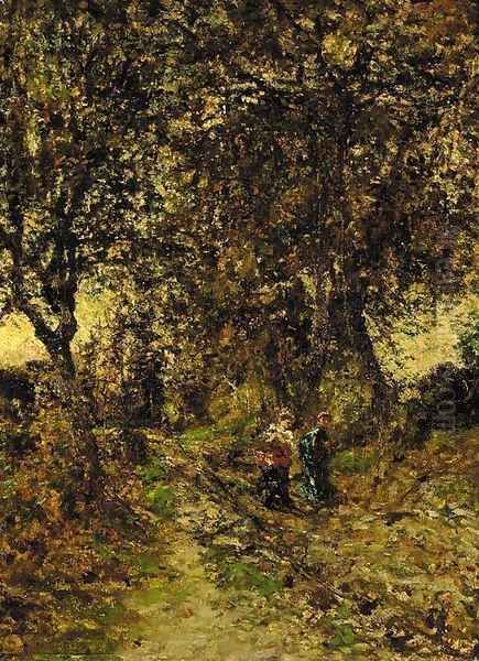 Promenade en foret Oil Painting by Adolphe Monticelli