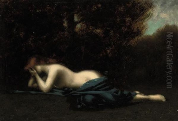 Pleureuse, Weeping Magdalene Oil Painting by Jean-Jacques Henner