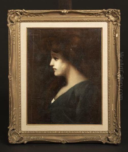 Profile Portrait Study Of An
 Auburn-haired Girl Oil Painting by Jean-Jacques Henner