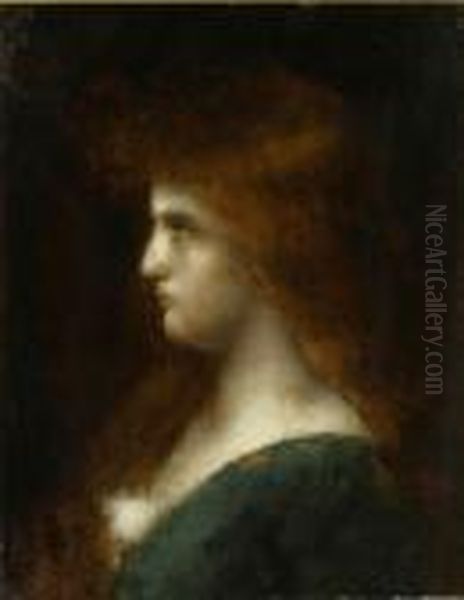 Profil De Jeune-femme Oil Painting by Jean-Jacques Henner