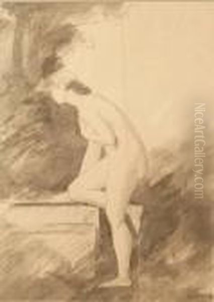 Nu A La Fontaine Oil Painting by Jean-Jacques Henner