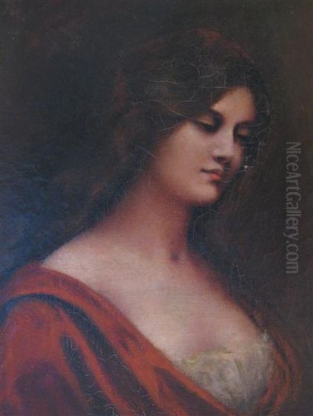 Portrait Of Woman With Red Hair Oil Painting by Jean-Jacques Henner