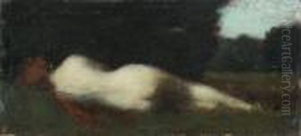 Nu Allonge, Etude Pour 'la Nymphe Endormie', Vers 1896 Oil Painting by Jean-Jacques Henner