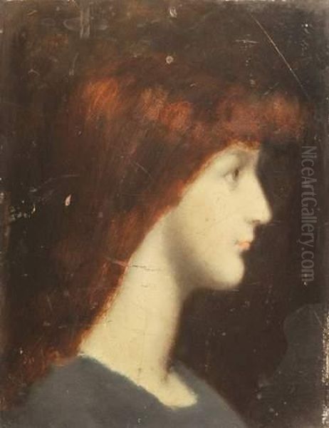 Portrait De Femme Oil Painting by Jean-Jacques Henner