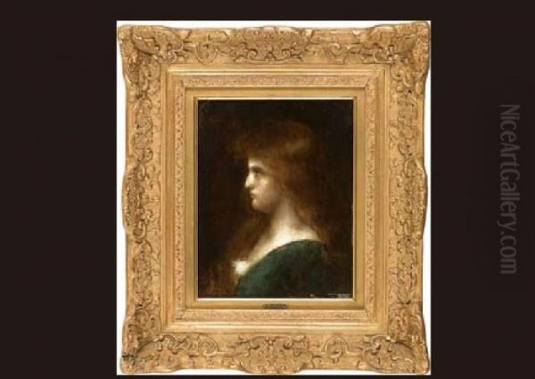 Profil De Jeune Femme Oil Painting by Jean-Jacques Henner