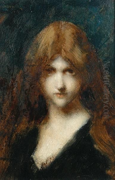 Head Study Of A Girl Oil Painting by Jean-Jacques Henner