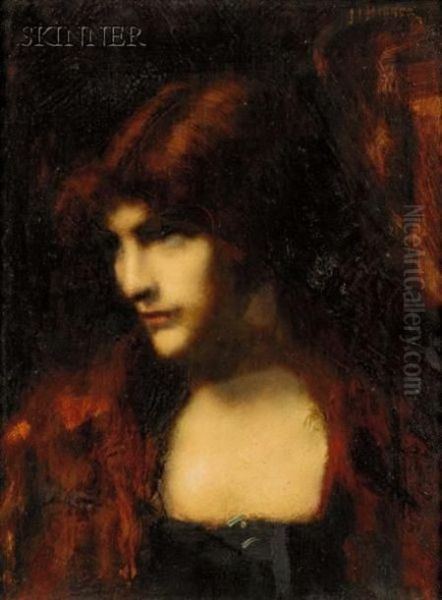 Lady With Auburn Hair Oil Painting by Jean-Jacques Henner