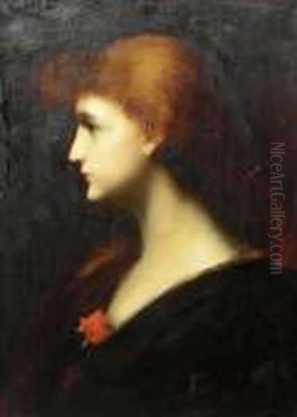 The Red Carnation Oil Painting by Jean-Jacques Henner