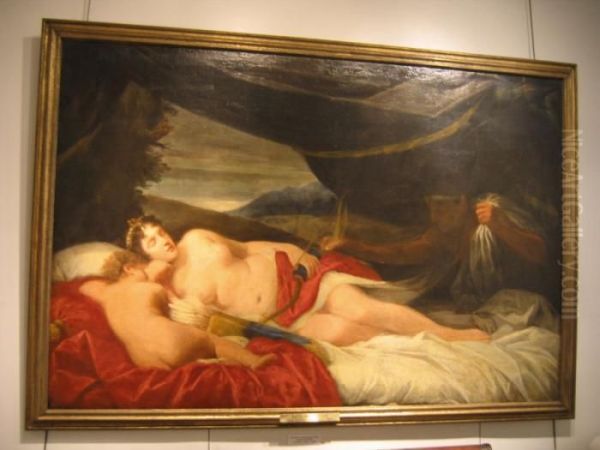 Cupid And Psyche Oil Painting by Jean-Jacques Henner