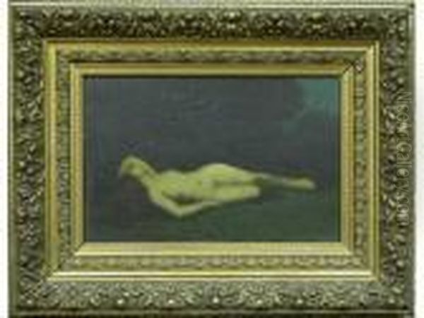 Jeune Femme Rousse Nue Couchee Dansun Paysage Oil Painting by Jean-Jacques Henner