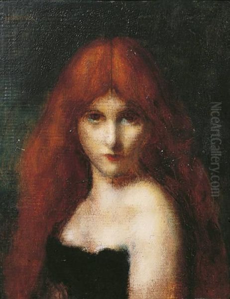 Portrait De Jeune Fille Oil Painting by Jean-Jacques Henner