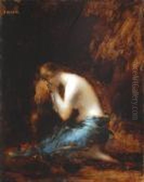 Femme Agenouille Oil Painting by Jean-Jacques Henner