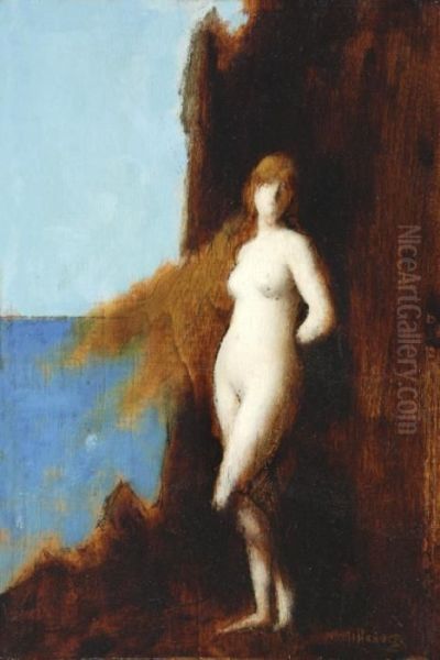 Femme Nue Au Rocher Oil Painting by Jean-Jacques Henner