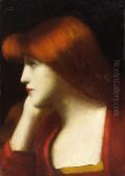 Profilbildnis Einer Rothaarigen Oil Painting by Jean-Jacques Henner