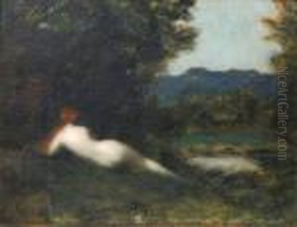 Nu De Dos Dans Un Paysage Oil Painting by Jean-Jacques Henner